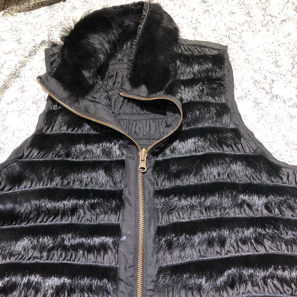 Dino Gaspari black rabbit fur silk vest medium - Picture 3 of 12